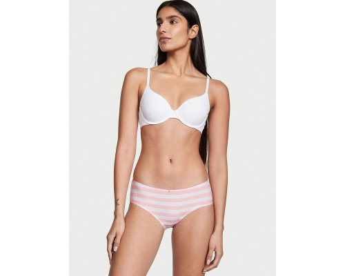 Бавовняні жіночі трусики Victoria's Secret Бікіні S Біло-рожева смужка