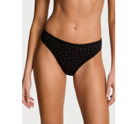 Трусики Victoria's Secret Black Stretch Cotton Rhinestones Shine Bikini Panty S Чорні