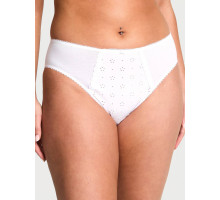 Жіночі трусики Victoria's Secret Stretch Cotton Eyelet High-Leg Brief XL білі