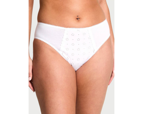 Жіночі трусики Victoria's Secret Stretch Cotton Eyelet High-Leg Brief XL білі