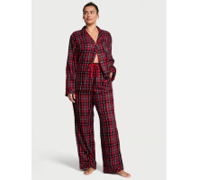Жіноча піжама Костюм для дому сорочка брюки Victoria's Secret Flannel Long Pajama Set  червоного кольору в клітку матеріал фланель L Regular 