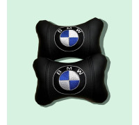 Автомобільні подушки на підголовник BMW / БМВ (2шт) чорні з логотипом