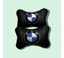 Автомобільні подушки на підголовник BMW / БМВ (2шт) чорні з логотипом
