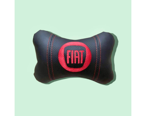 Автомобільна подушка на підголовник FIAT / ФІАТ чорна з червоним логотипом