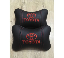 Автомобільні подушки на підголовник Toyota / Тойота (2шт) чорні з червоним логотипом