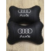 Автомобільні подушки на підголовник AUDI / АУДІ (2шт) чорні з білим логотипом