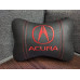 Автомобільна подушка на підголовник Acura / Акура чорна з червоним логотипом