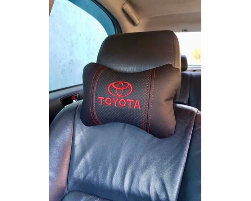 Автомобільні подушки на підголовник Toyota / Тойота (2шт) чорні з червоним логотипом