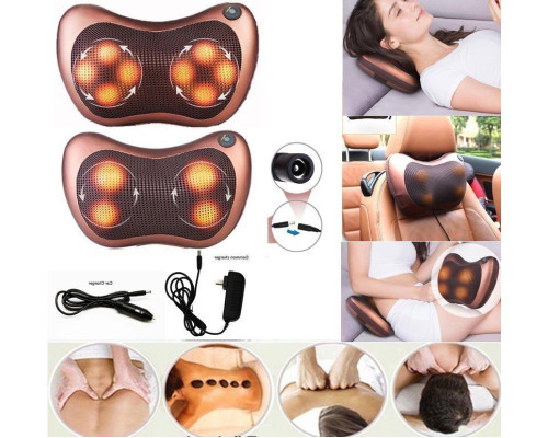 Масажер, масажна подушка для дому та машини Massage pillow CHM-8028 (4 ролика) з підігрівом