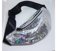 Сумка на пояс / бананка голограмний / лазерна Oxa (28x13x8) silver