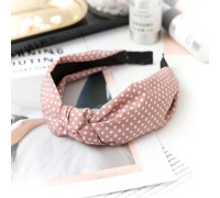 Обруч - чалма для волосся обідок з вузлом в рожевий горошок