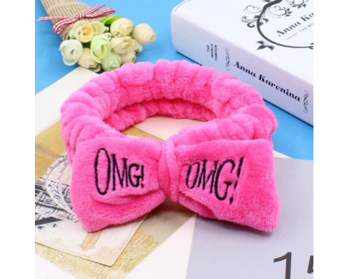 Косметична пов'язка для волосся OMG Oxa плюшева Малинова 2789