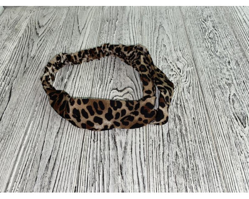 Пов'язка - чалма тюрбан з вузлом на голову жіноча леопардова