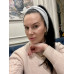 Пов'язка - чалма на голову широка тепла велюрова сіро-біла