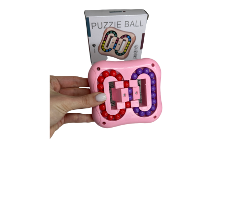 Логічна головоломка іграшка-антистрес Puzzle Ball рожева з кольоровими кульками