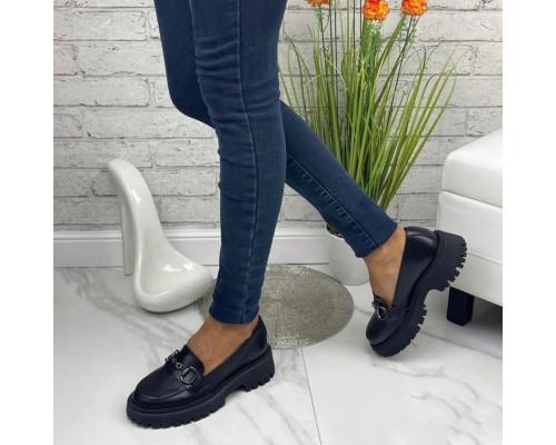 Стильні лофери з натуральної шкіри чорні 38 (24.5 см)
